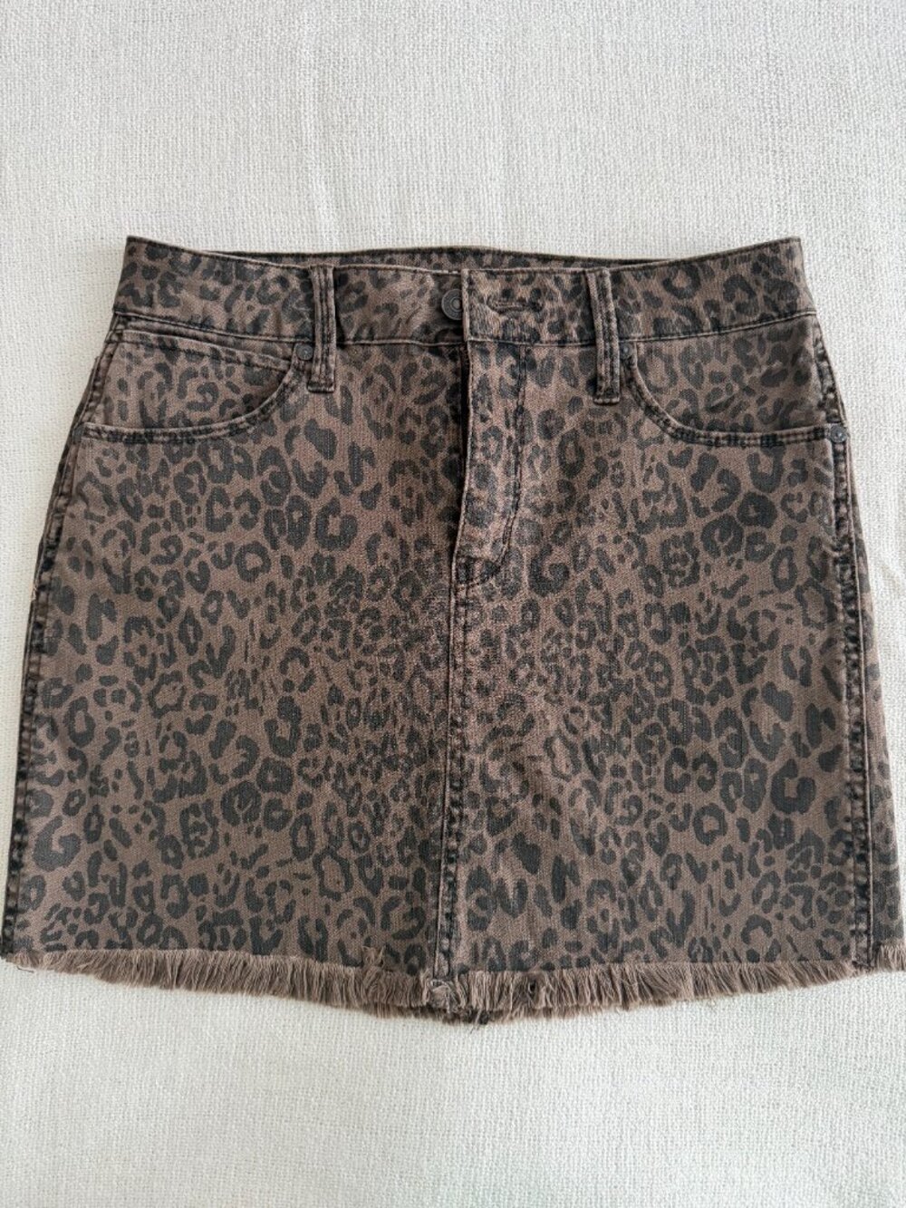Leopard Print Denim Mini Jean Skirt – Y2K Style Rewash